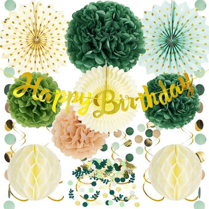 Grün Gold Geburtstagsdeko Happy Birthday Set