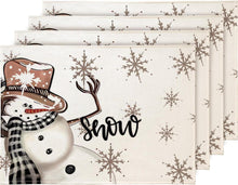 Weihnachtsdeko Platzsets Set Abwaschbar Schneemann 30x45cm 4er