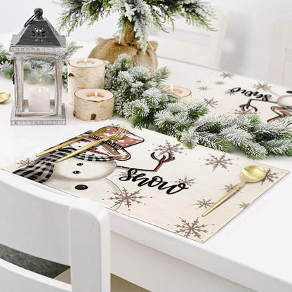 YCOLL Platzset Weihnachten 4er Set Abwaschbar Platzdeckchen 30x45cm Schneemann