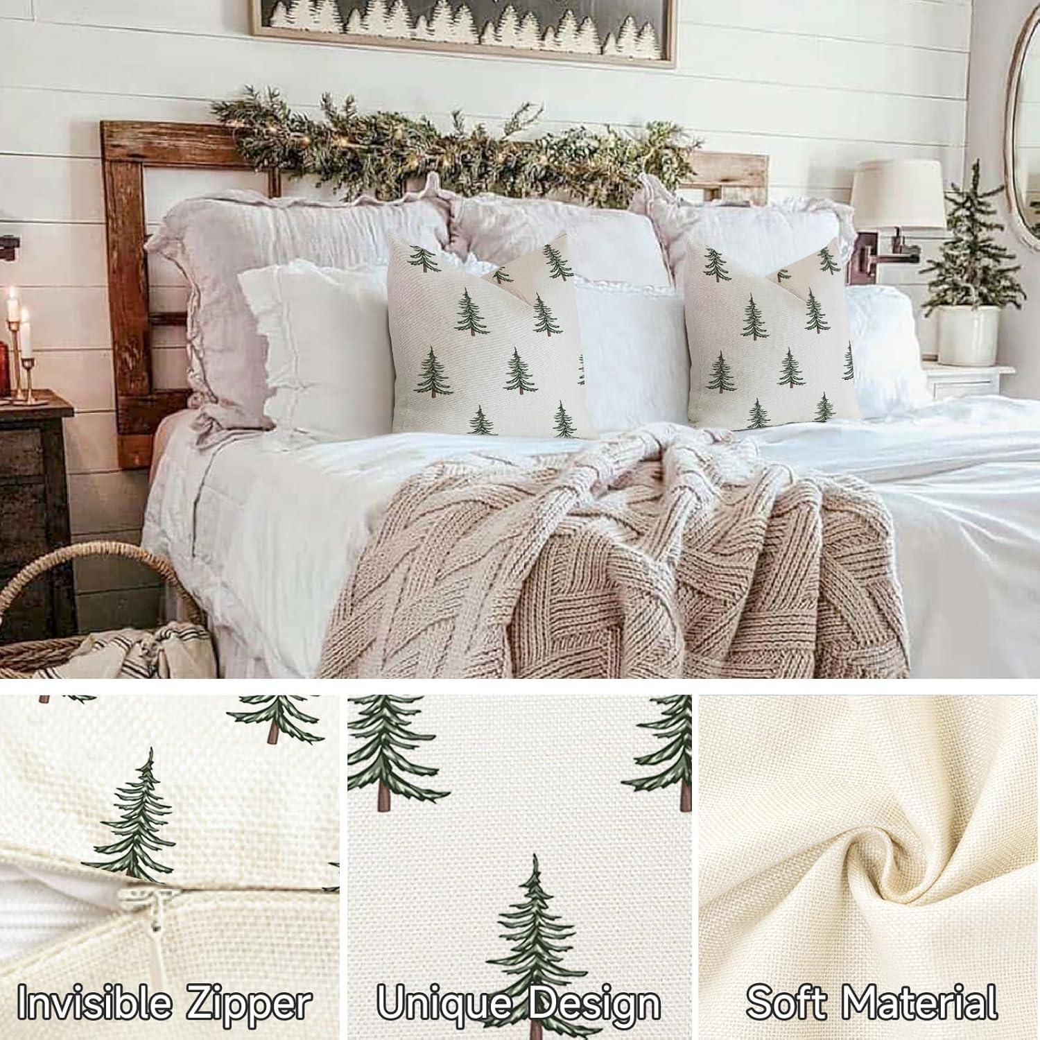 Weihnachten Kissenbezug Set 40x40cm Deko Leinen Sofa Schlafzimmer