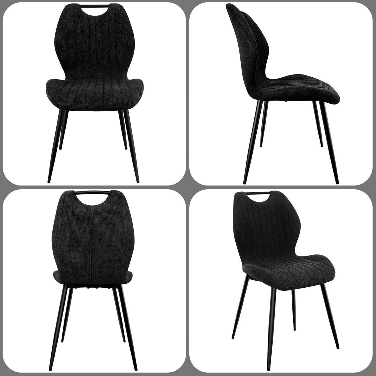 Esszimmerstühle 2er Set – Polsterstühle Schwarz/Schwarz
