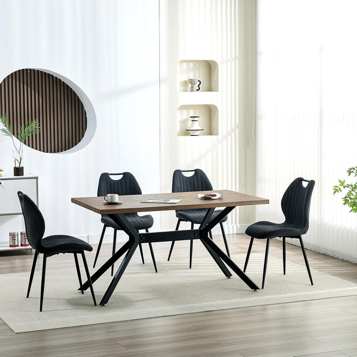 Esszimmerstühle Set Dunkelgrau – 4 Polsterstühle Modern