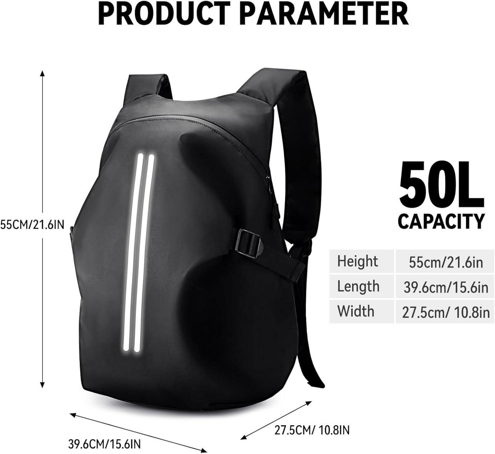 Motorradrucksack Herren wasserdicht Schwarz Laptoptasche