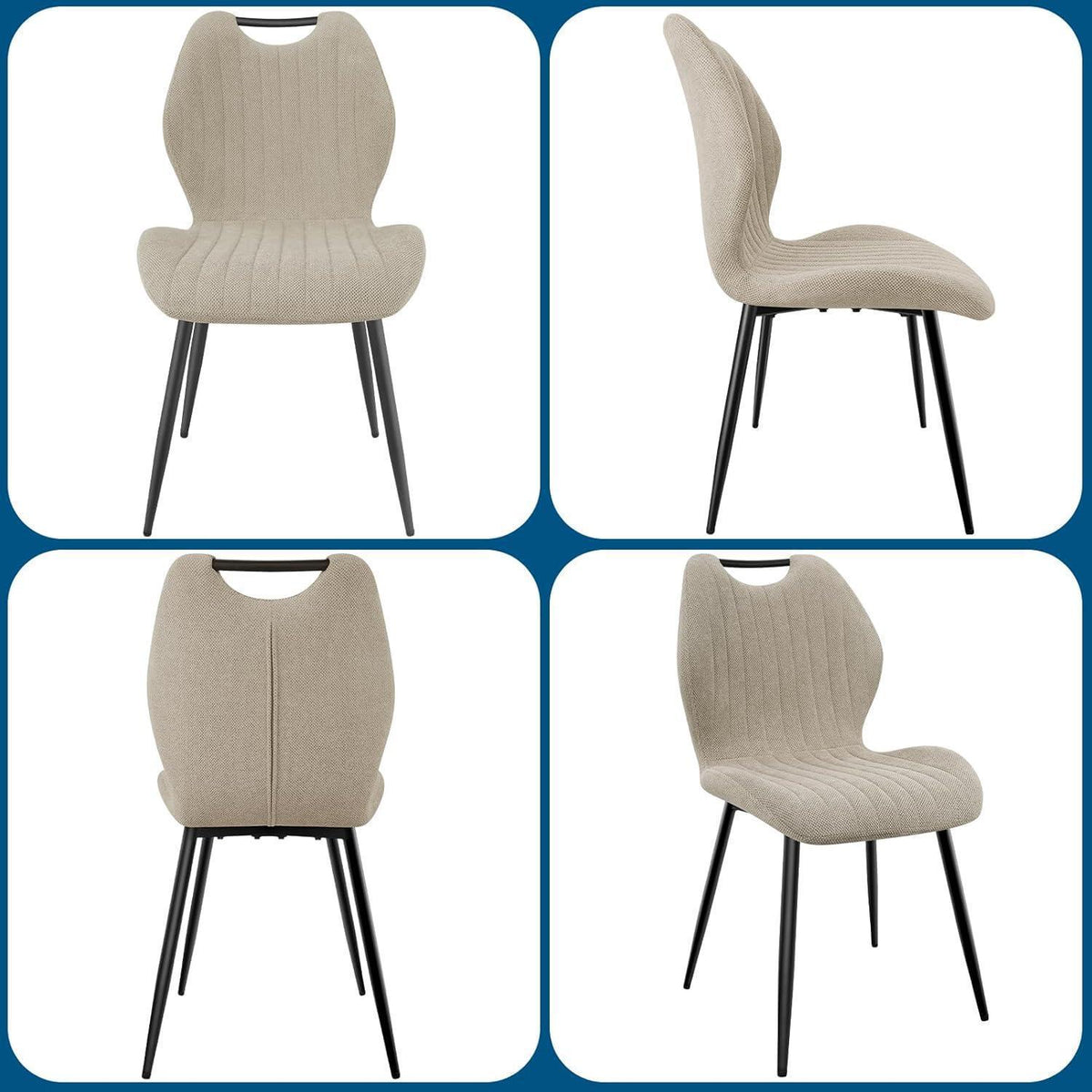 Esszimmerstühle Set 4 – Polsterstühle Grau/Braun, Skandi-Stil