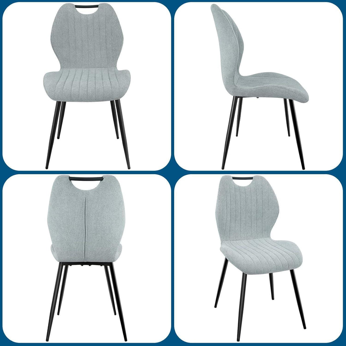 Esszimmerstühle Set 4 – Polsterstühle Grau, Skandi-Stil