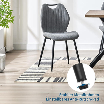 Esszimmerstühle Set 4 Grau – Polsterstühle mit Metallbeinen