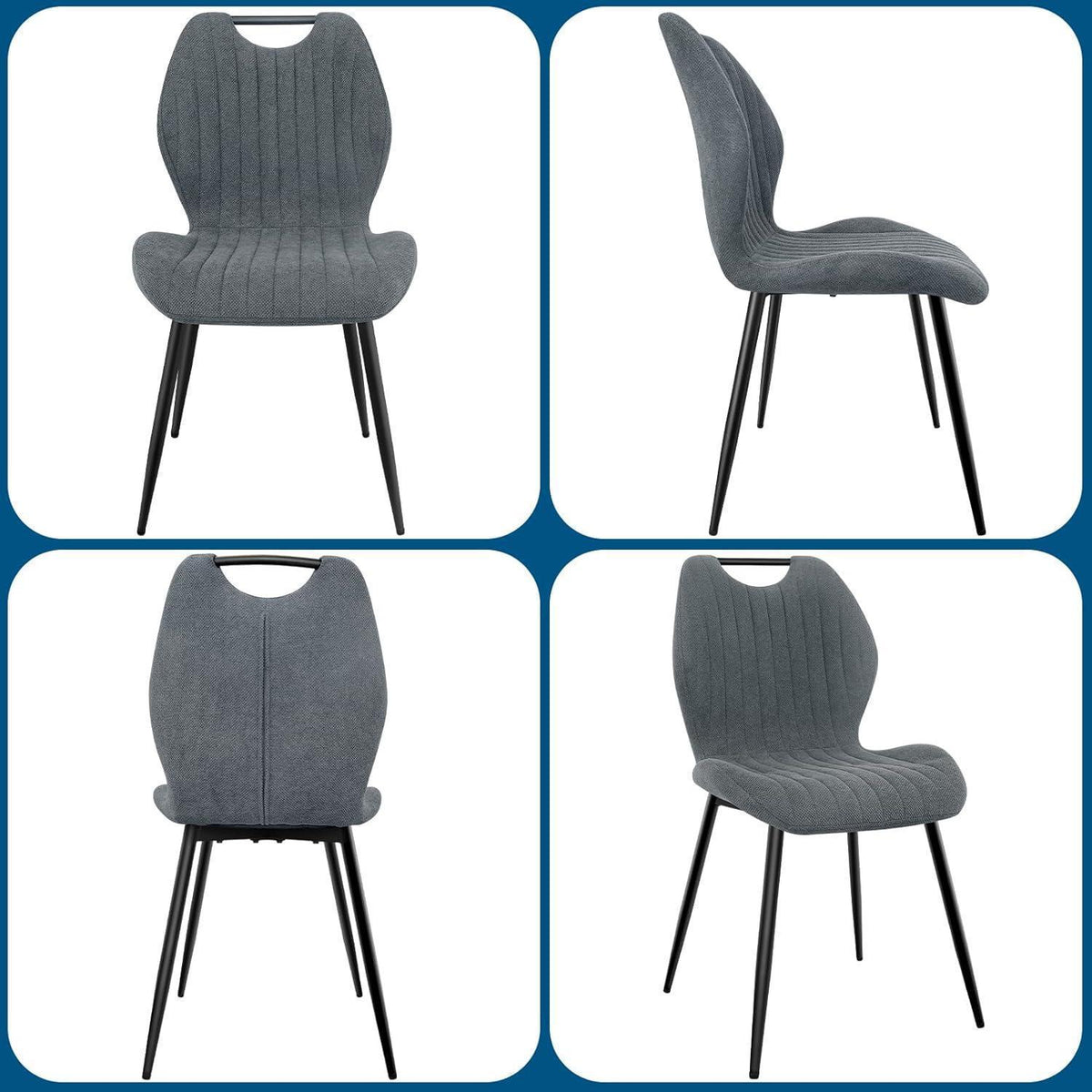 Esszimmerstühle Set 4 Grau – Polsterstühle mit Metallbeinen