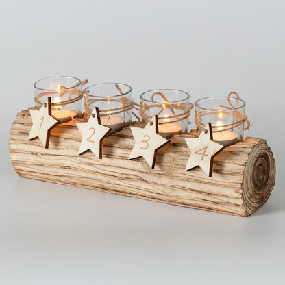 Modernes Adventskranz Set 4 Glas Kerzenhalter 38cm Lang