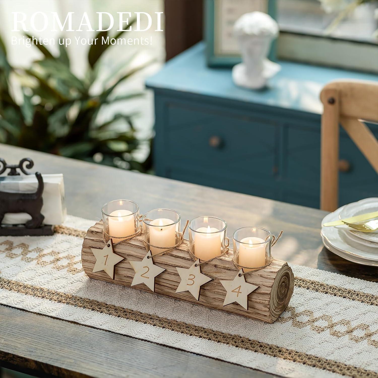Adventskranz Holz Kerzenhalter 4 Glas Teelichthalter Modern