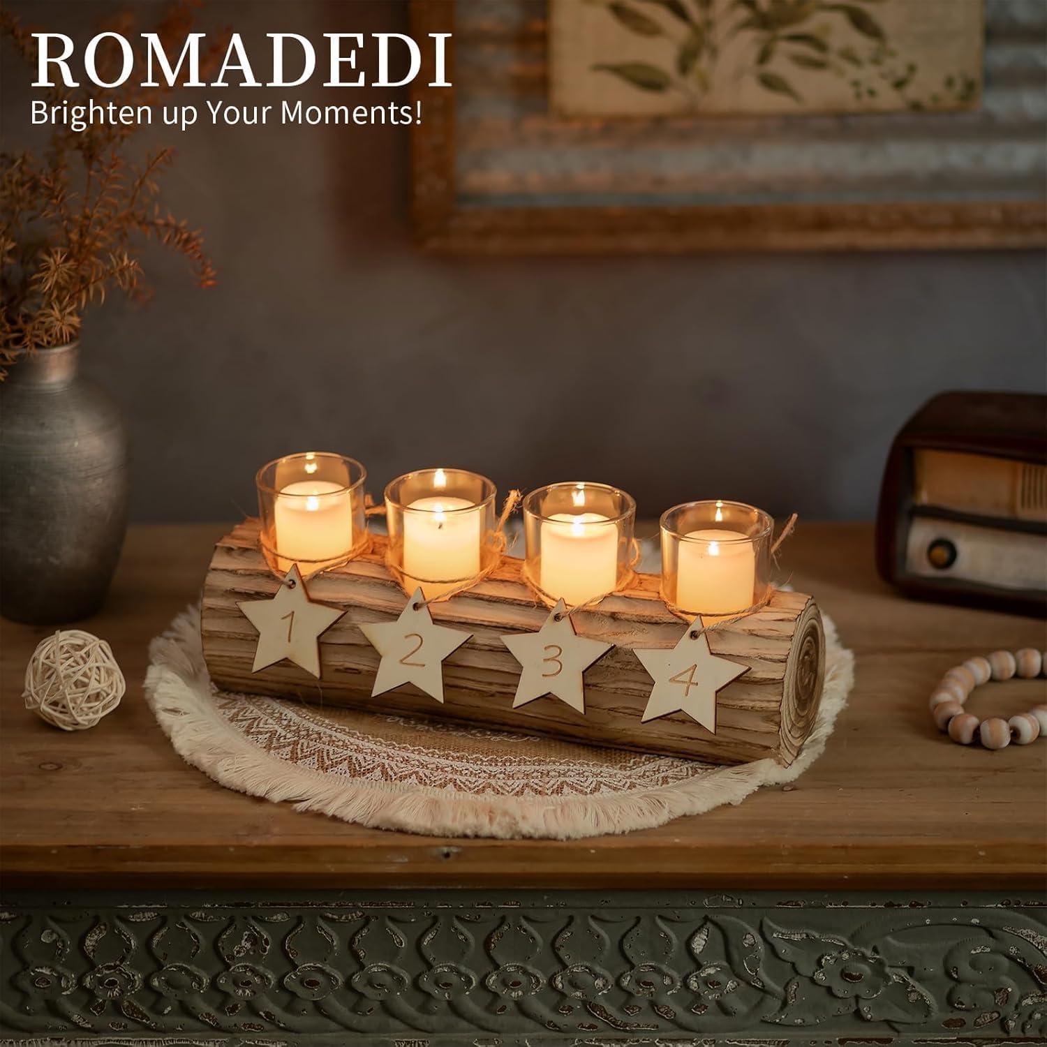 Moderne Holz Adventskranz Kerzenhalter Glasständer Weihnachten Deko 38cm