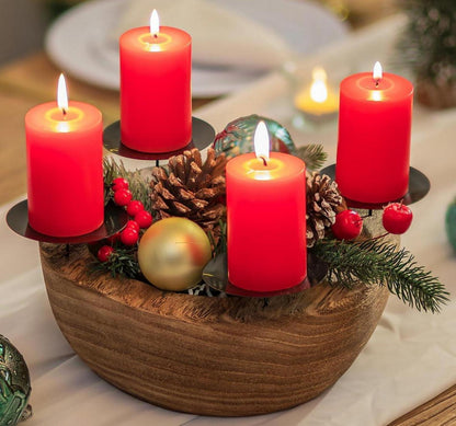 Adventskranz Holz mit 4 Kerzenhalter für Weihnachten 25cm