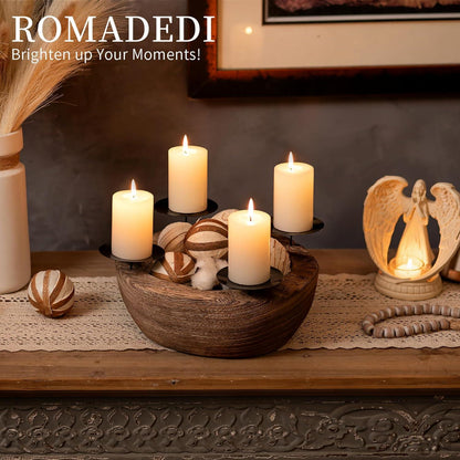 Adventskranz Holz mit 4 Kerzenhalter für Weihnachten 25cm