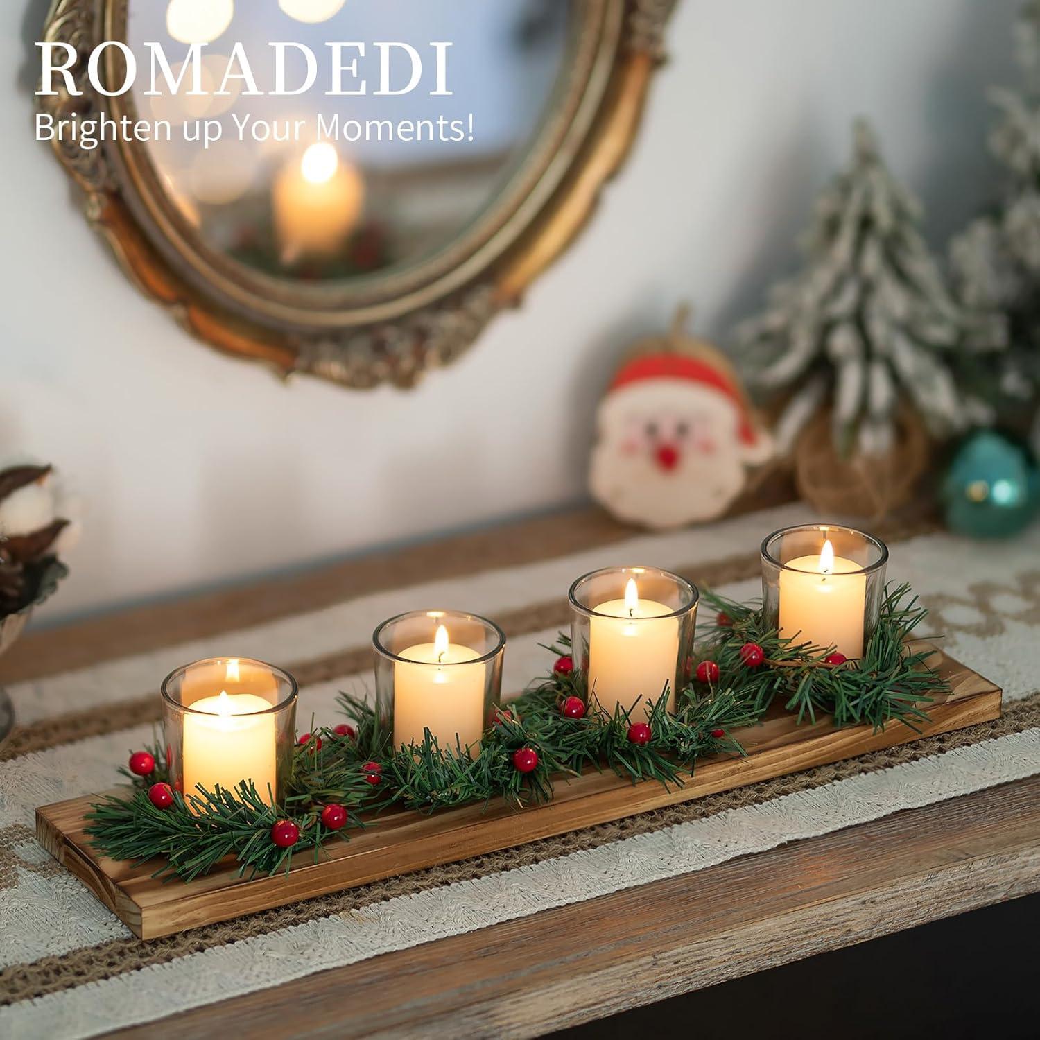 Adventskranz Holz Kerzenhalter Weihnachtsdeko Modern 42cm