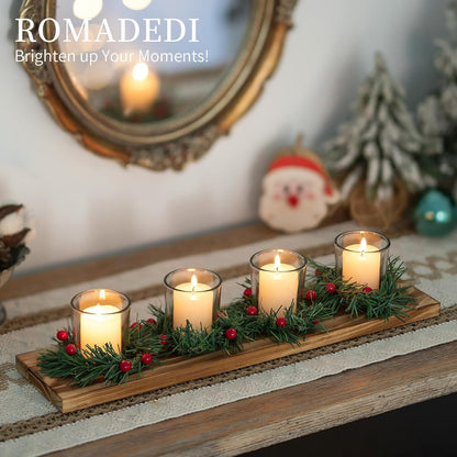 Adventskranz Holz Kerzenhalter Weihnachtsdeko Modern 42cm