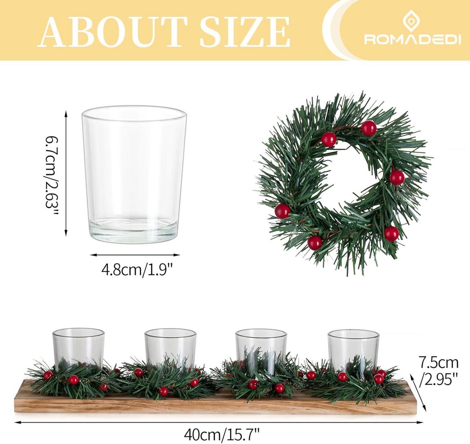 Adventskranz Holz Kerzenhalter Weihnachtsdeko Modern 42cm Lang