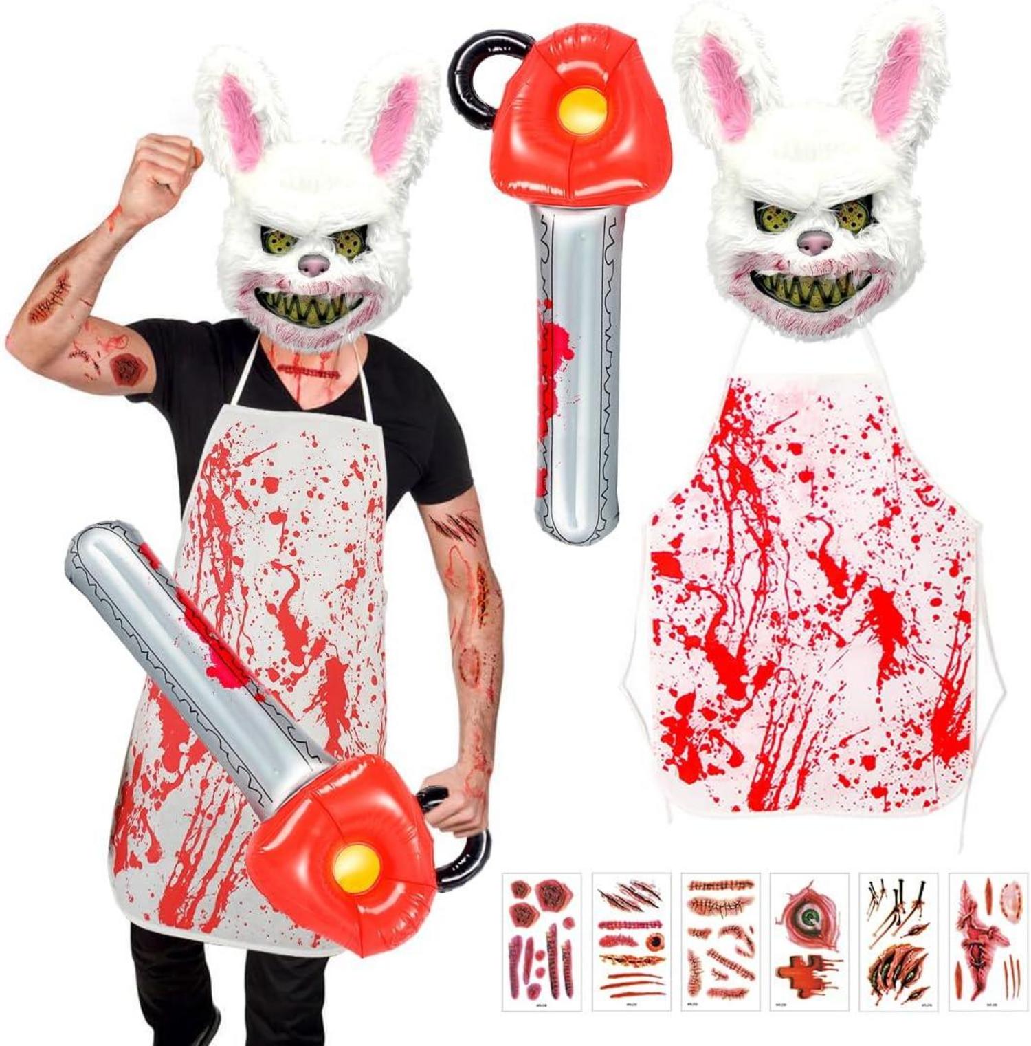 Horror-Kaninchen Halloween-Kostüm Blutige Schürze & Maske