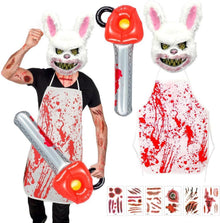 Horror-Kaninchen Halloween-Kostüm Blutige Schürze & Maske