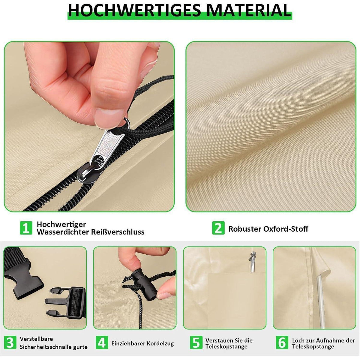Sonnenschirm Schutzhülle 600D Oxford, 2-4m, Winddicht & UV-Schutz