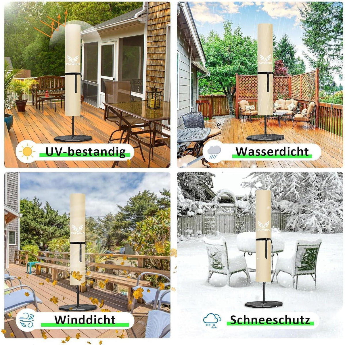Sonnenschirm Schutzhülle 600D Oxford, 2-4m, Winddicht & UV-Schutz