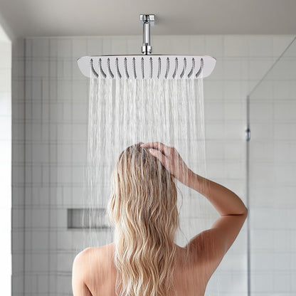 Edelstahl Regendusche Rechteckig 30x20cm Chrom Anti-Kalk