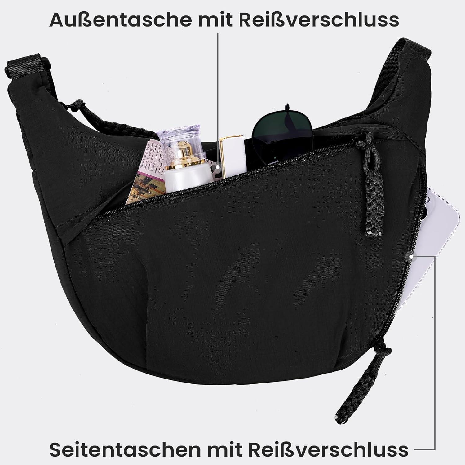 Nylon Umhängetasche Groß Halbmond Crossbody Bag Damen-Halbmondtasche