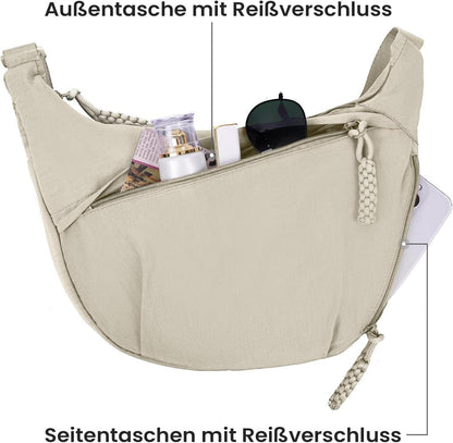 TIAASTAP Halbmond Umhängetasche Nylon Groß Crossbody Damen-Schultertasche