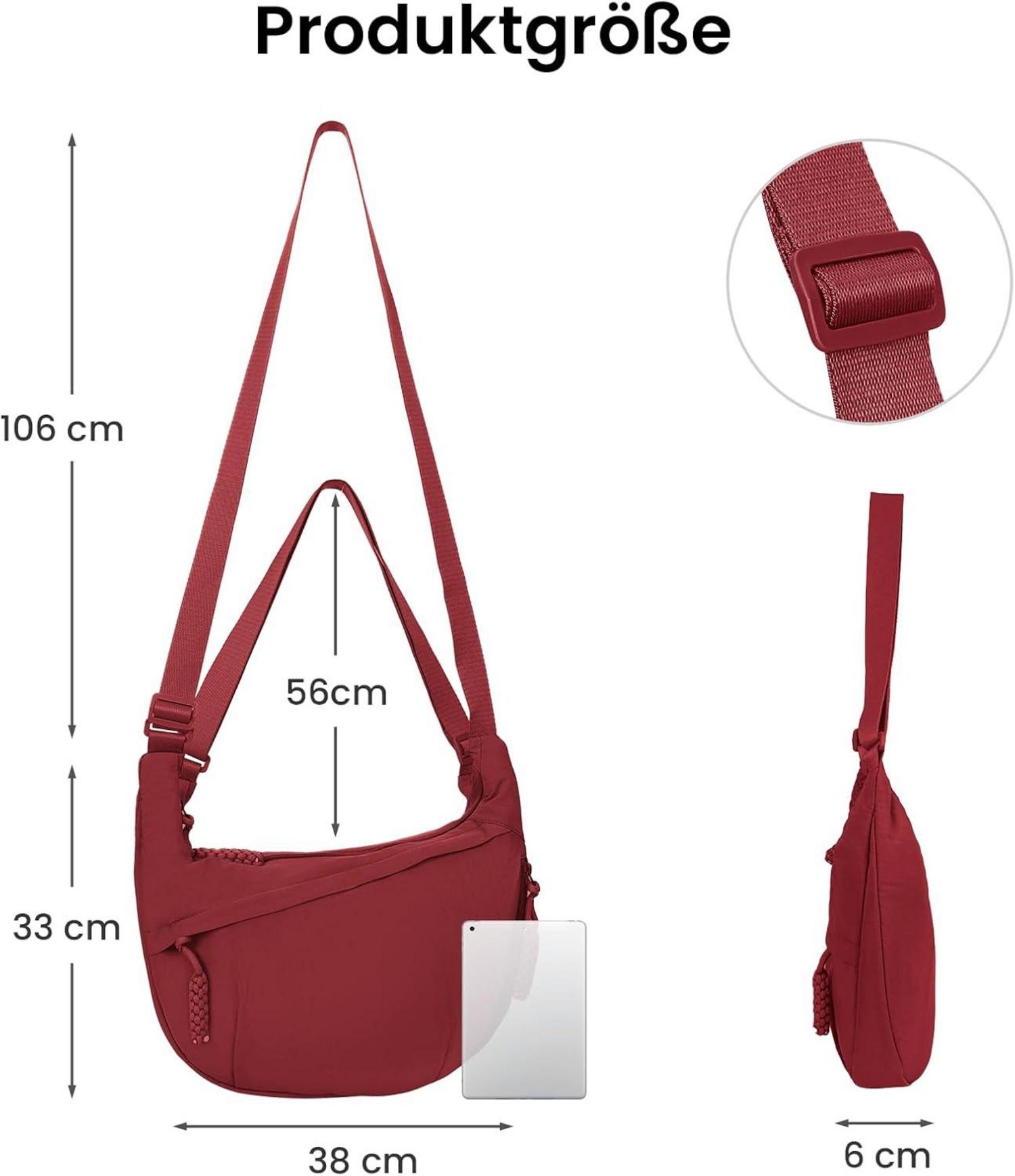 Halbmond Umhängetasche Nylon Crossbody Shoulder Bag Groß Frauen Half