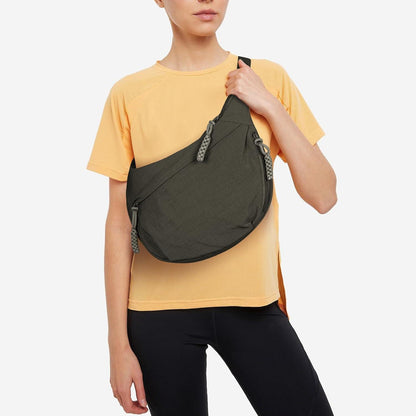 Große Nylon Umhängetasche Crossbag, Halbmond Design