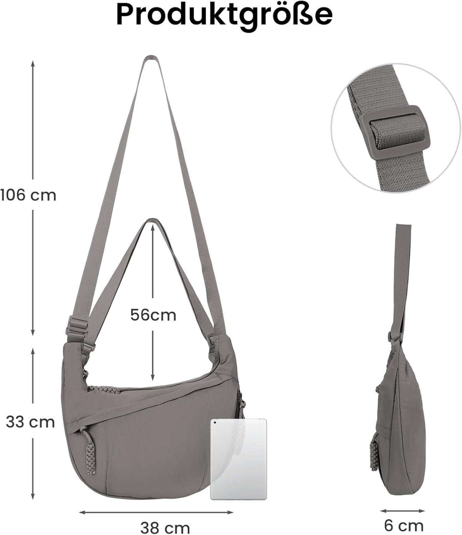 Halbmond Umhängetasche Nylon Groß Crossbody Bag Shoulder Bag Damen