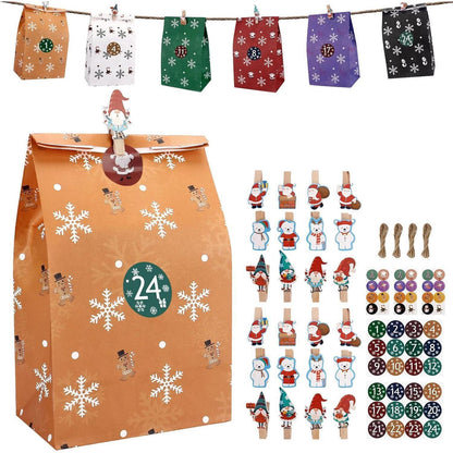Kraftpapiertüten Adventskalender zum Befüllen Kinder 24