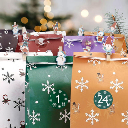 Kraftpapiertüten Adventskalender zum Befüllen Kinder 24