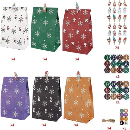Kraftpapiertüten Adventskalender zum Befüllen Kinder 24