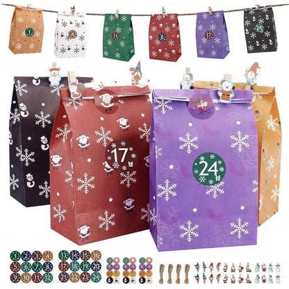 Kraftpapiertüten Adventskalender zum Befüllen Kinder 24