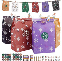 24 Kraftpapiertüten Weihnachtskalender Set mit Aufkleber