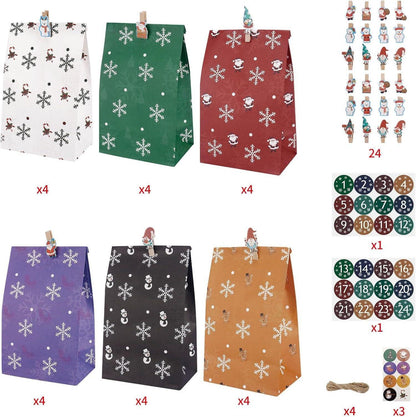 Adventskalender Kinder Weihnachtskalender Papiertüten Aufkleber DIY Kraftpapiertüten