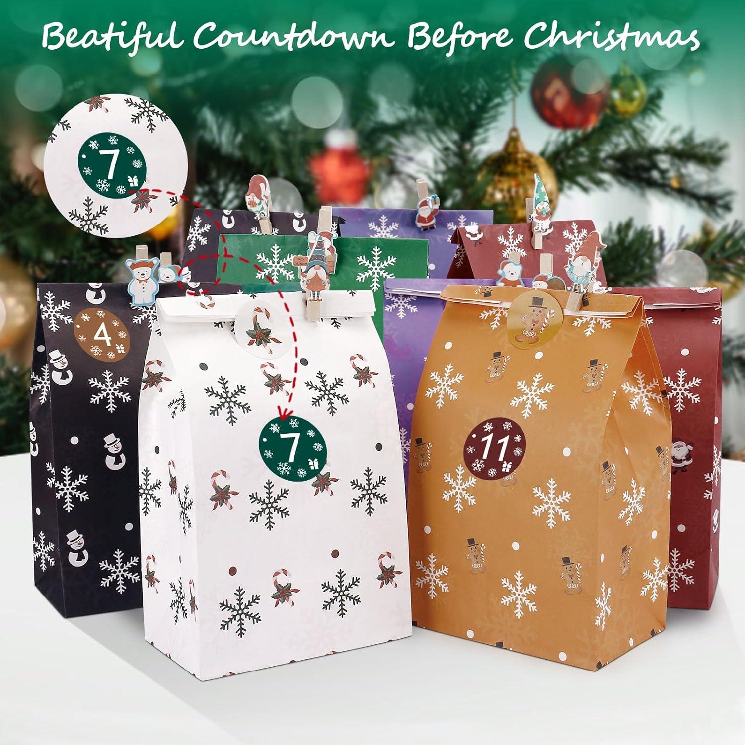 Adventskalender Kinder Basteln 24 Weihnachtstüten Aufkleber