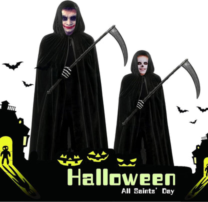 Halloween Sensenmann Kostüm Set mit Maske Handschuhe Sense Ghost Scary