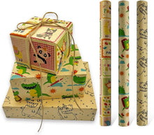 Krokodil-Geschenkpapier 3 Rollen 43 cm x 3 Meter für Jungen
