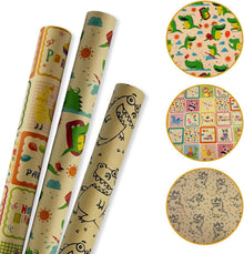 3 Rollen Krokodil-Geschenkpapier 43 cm x 3 Meter
