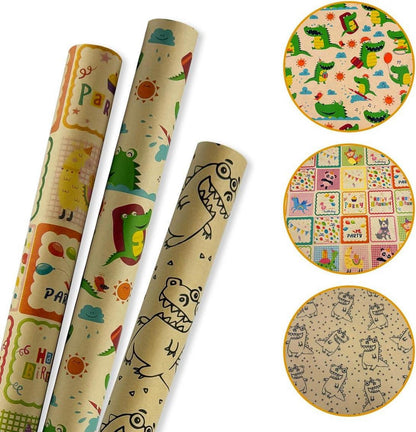 3 Rollen Krokodil-Geschenkpapier 43 cm x 3 Meter