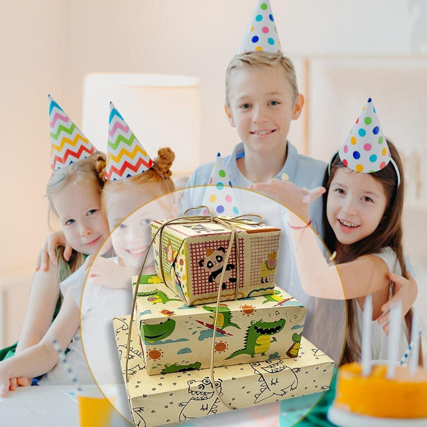3 Rollen Krokodil Geschenkpapier 43 x 3m Geburtstag Jungen Kraftpapier