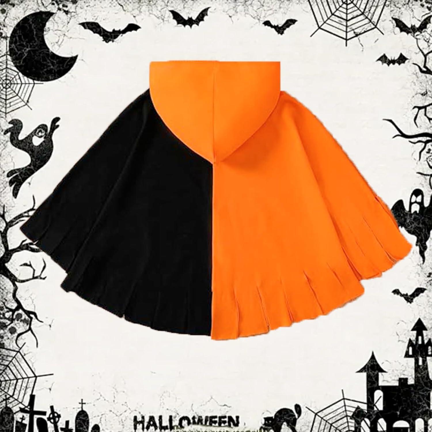 Kürbis Geist Umhang Kinder Kostüm Hut Brille Orange Halloween