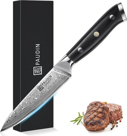 PAUDIN Damastmesser 13 cm Profi Allzweckmesser Japanisches Kochmesser