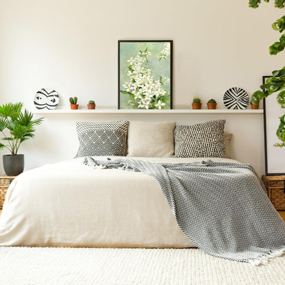 Moderne Weiße Blumen Wandbild Leinwand Poster 12x16 für