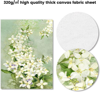 Weiße Blumen Wanddekoration Poster Grüne Botanische Leinwand