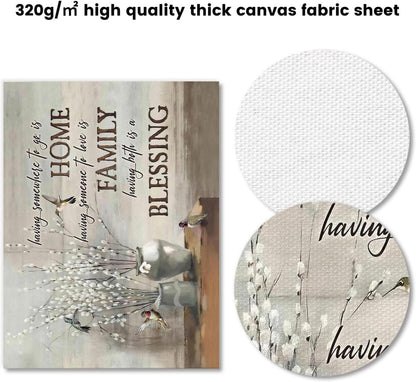 Vintage Blumen Vögel Leinwand Poster Motivierende Zitate