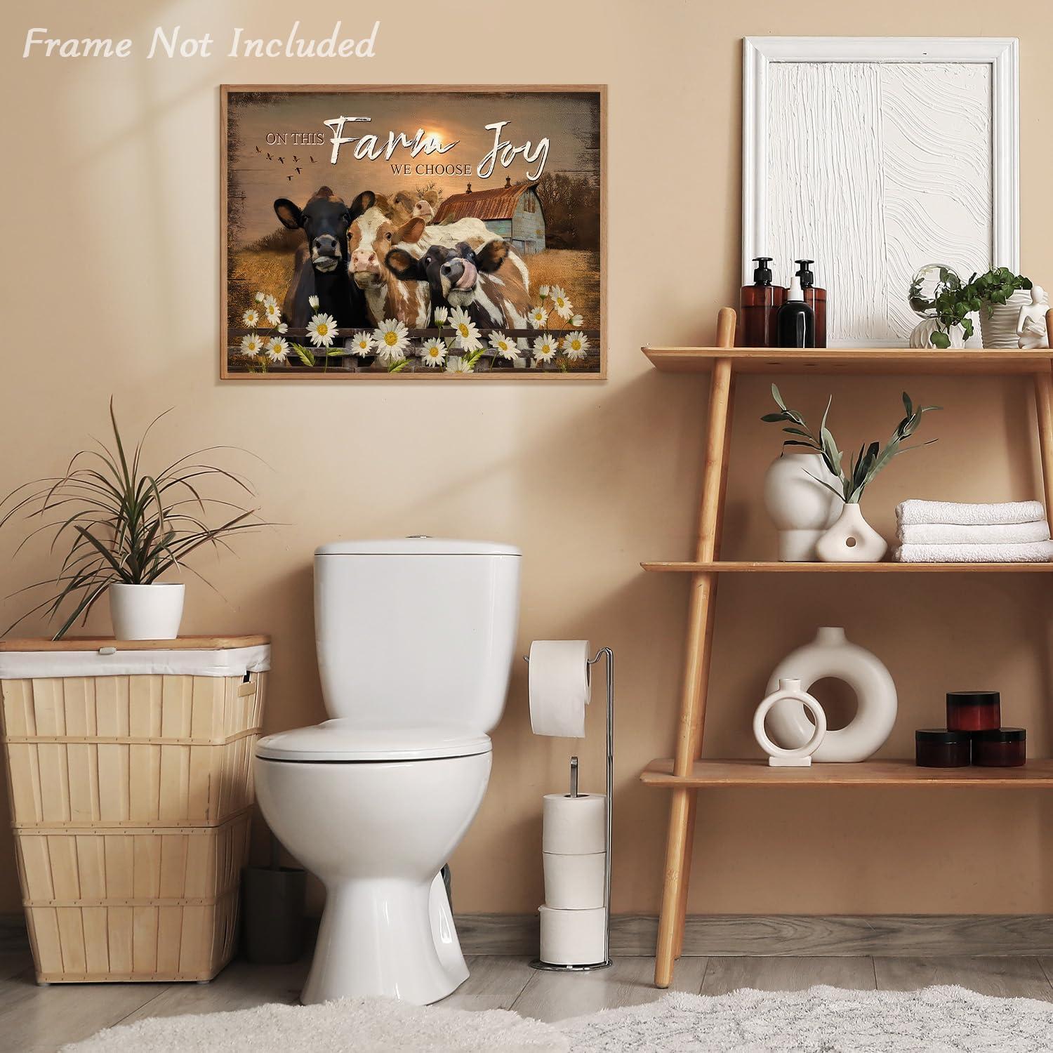 Vintage Kühe Gänseblümchen Wanddekoration Leinwand Poster