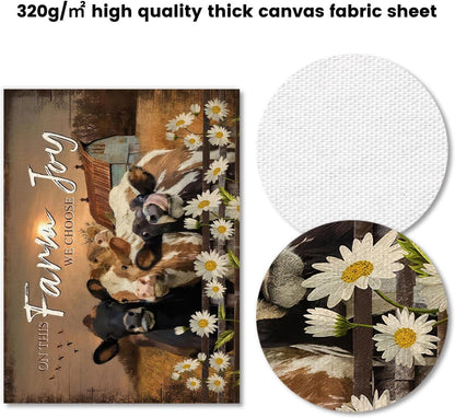 Vintage Kühe Gänseblümchen Wanddekoration Poster Bauernhaus Wohnzimmer