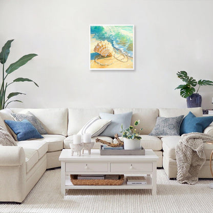 Moderne Muschel Welle Leinwand Poster 14x14 Strand Dekor