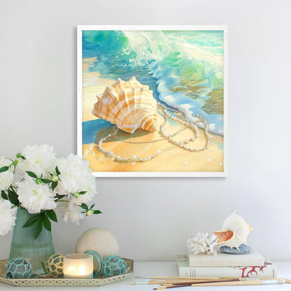 Strand Muschel Leinwand Poster Moderne Welle Wanddekoration 14x14